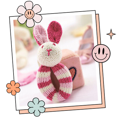 Flopsy Bunny, Baby Rabbit Rattle Toy - Knitting Pattern