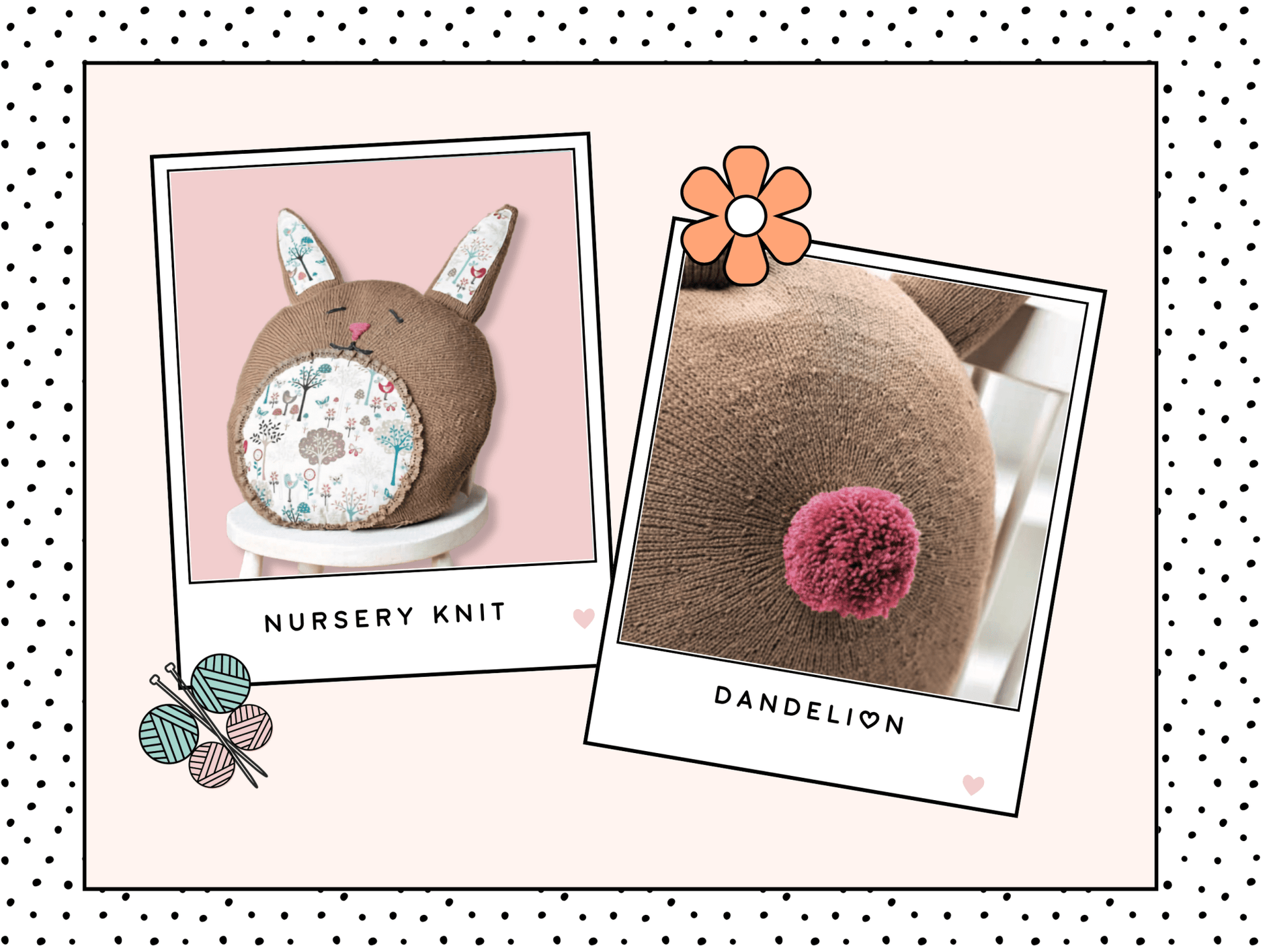 Dandelion — Bunny Cushion Knitting Pattern PDF Download - HomeJane Burns Designs