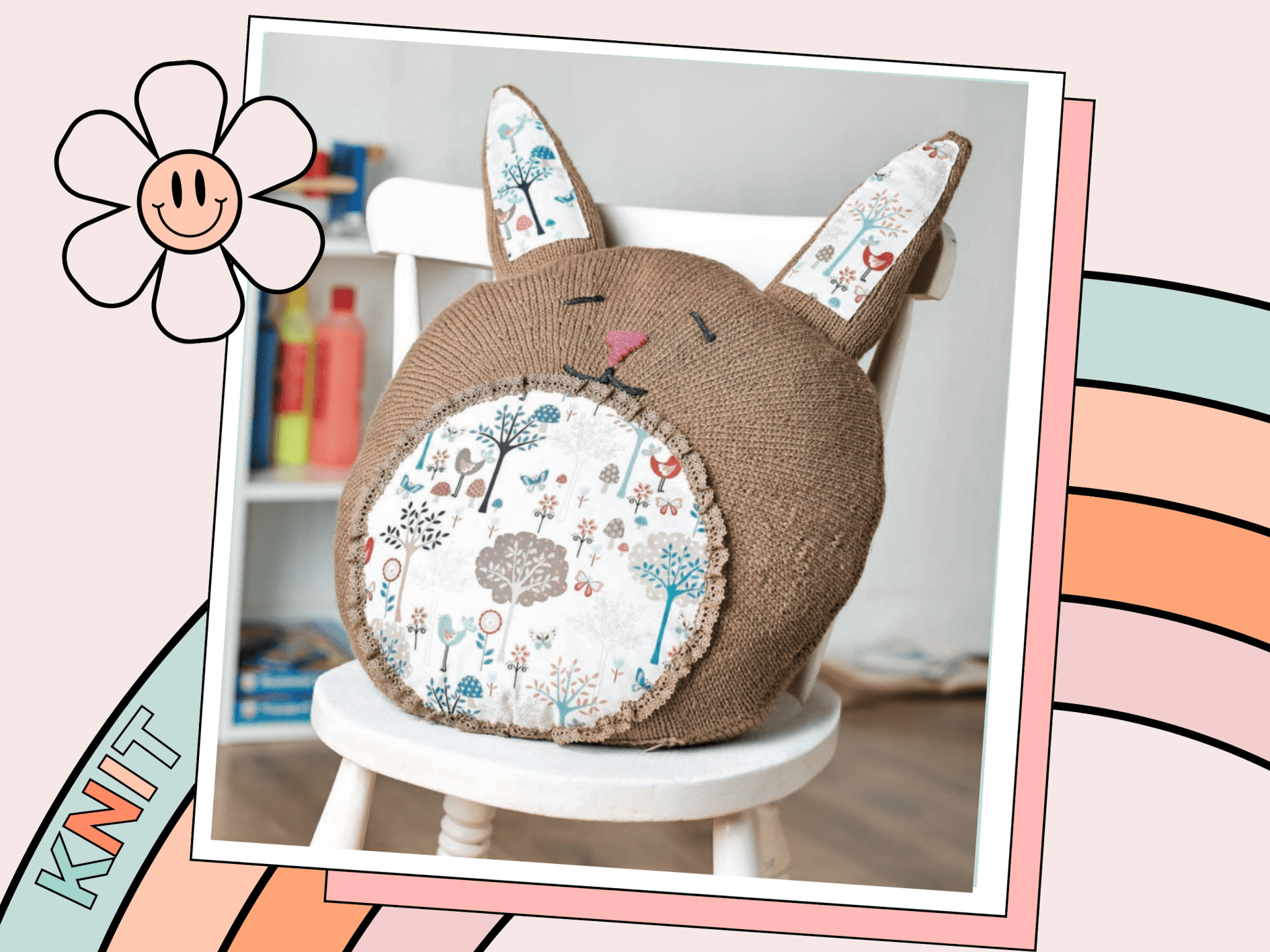 Dandelion — Bunny Cushion Knitting Pattern PDF Download - HomeJane Burns Designs