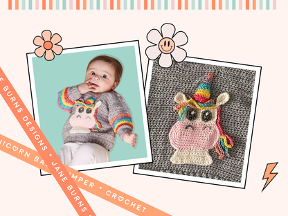 Baby Unicorn, Simple Applique Crochet Baby Jumper - Crochet Pattern