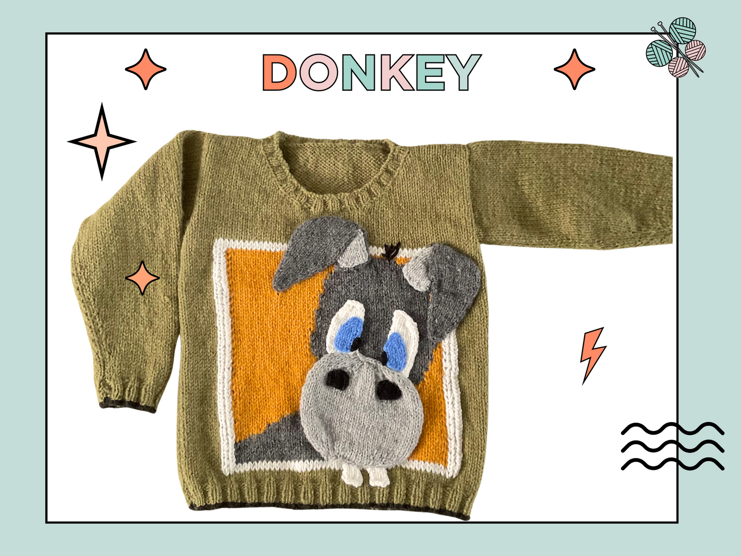 Donkey Jumper, Donkey Motif knitting pattern - Download