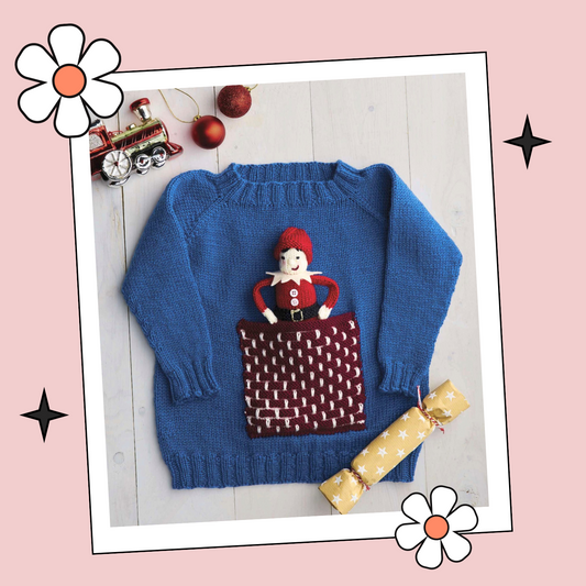 There is an Elf in my Chimney Sweater, Kids Christmas Jumper - Knitting Pattern