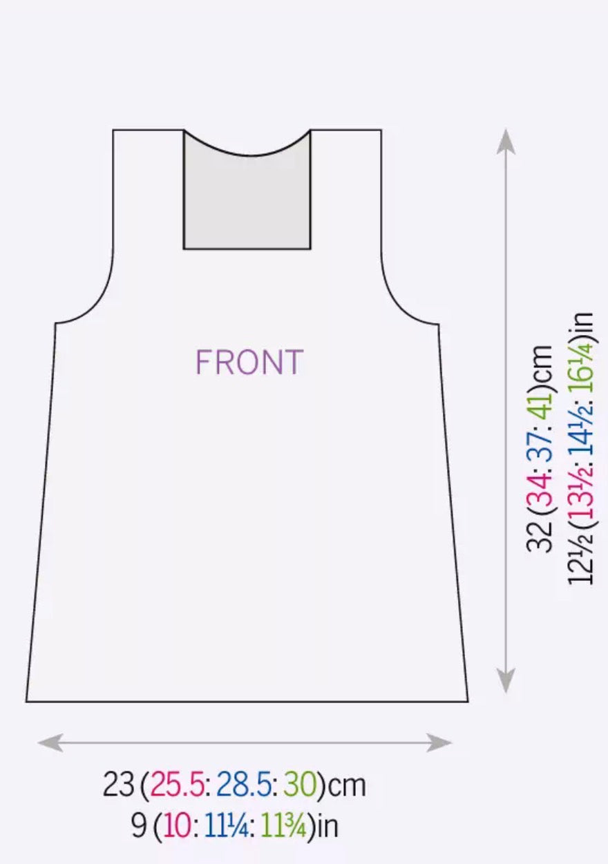 schematic for carousel pinafore dress knitting pattern by jane burns
