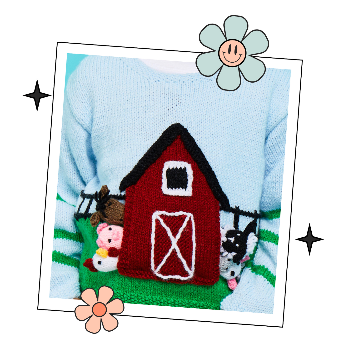 Barnyard Pals, Kids Farmyard Sweater & Finger Puppets - Kniting Pattern