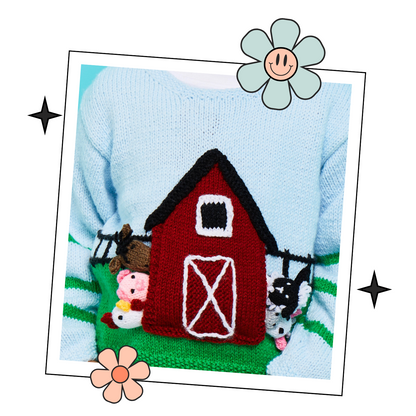 Barnyard Pals, Kids Farmyard Sweater & Finger Puppets - Kniting Pattern