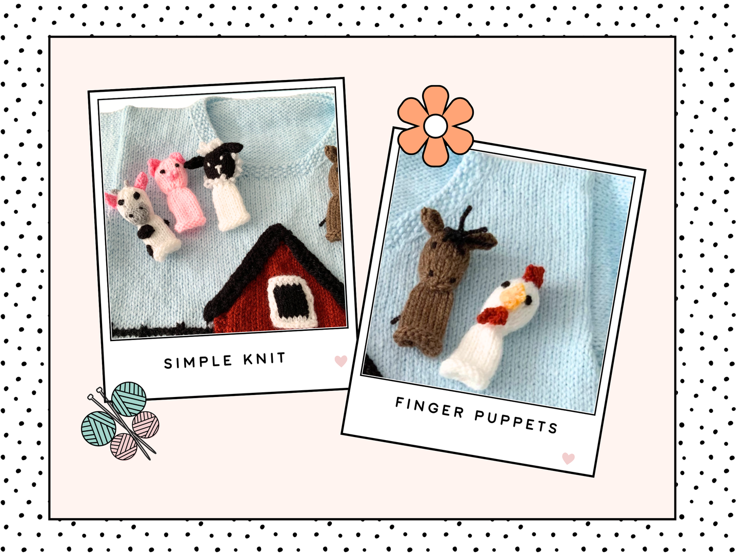 Barnyard Pals, Kids Farmyard Sweater & Finger Puppets - Kniting Pattern