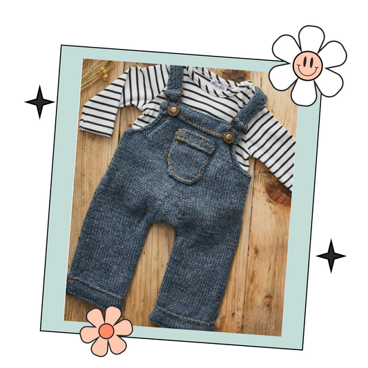 My First Denim Dungarees, Baby Romper - Knitting Pattern