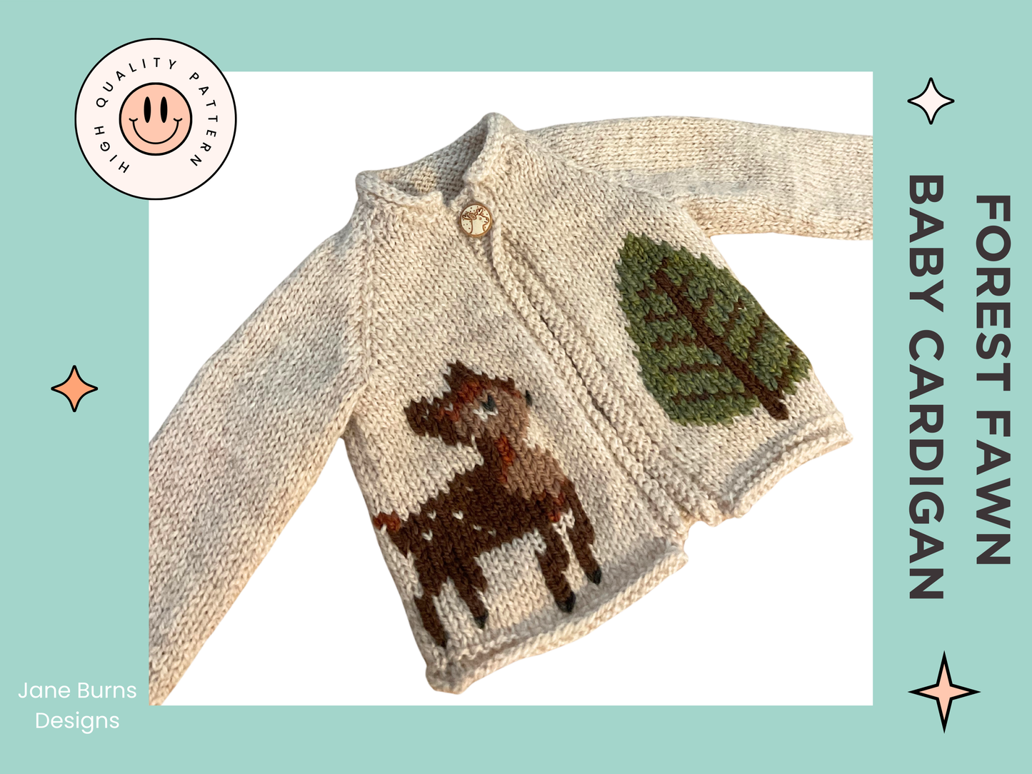 forest fawn baby deer cardigan knitting pattern jane burns