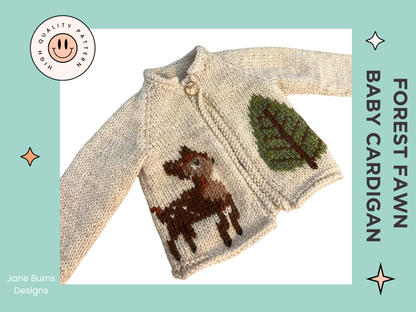 forest fawn baby deer cardigan knitting pattern jane burns