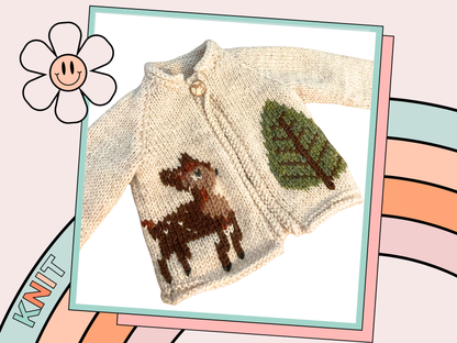 forest fawn baby deer cardigan knitting pattern jane burns