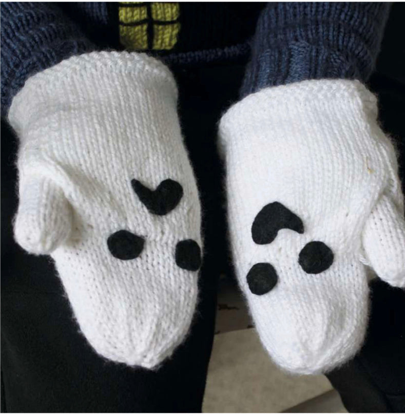 knitting pattern for a blue kids jumper, large black spooky ghost house on the front which has pockets, ghost mittens for child, dk yarn, kids sweater knitting pattern, spooky, halloween, halloween jumper