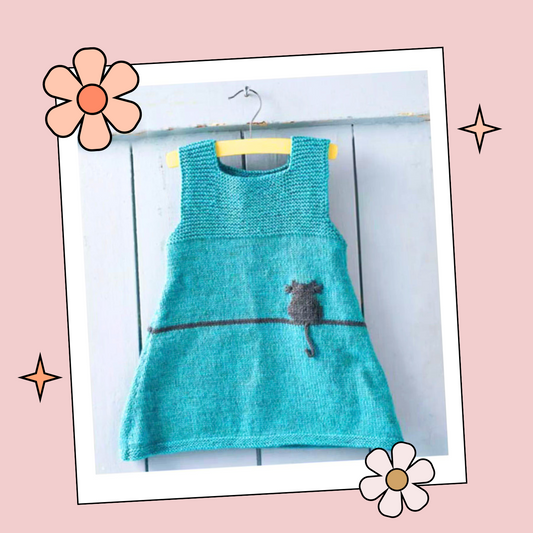 Pretty Kitty Dress, Baby & Toddler Cat Themed Pinafore - Knitting Pattern