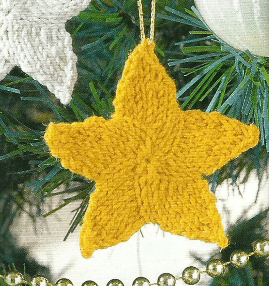 Five Pointed Star Christmas Tree Decoration Knitting Pattern PDF Download - Jane Burns Designs