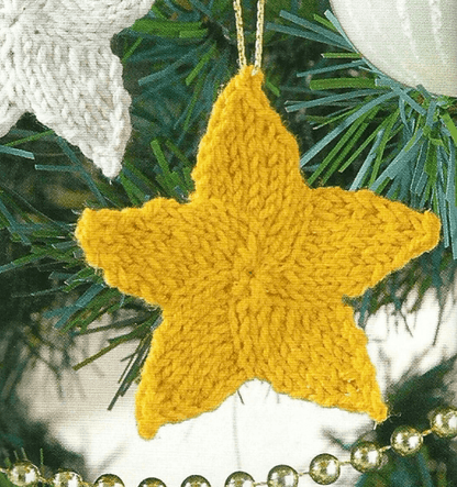 Five Pointed Star Christmas Tree Decoration Knitting Pattern PDF Download - Jane Burns Designs