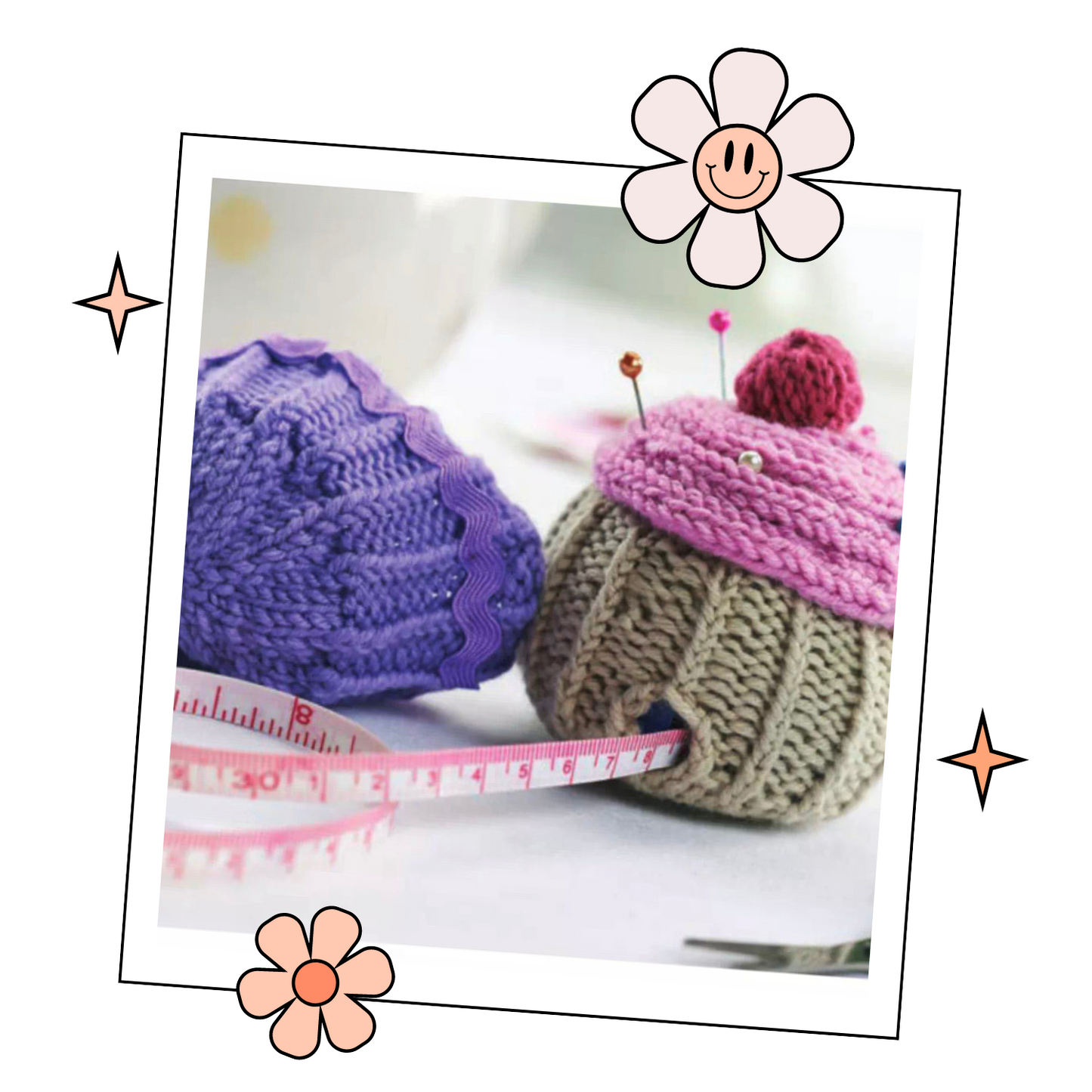 Crafters Cupcake, Tape measure and Pin Cushion - Knitting Pattern