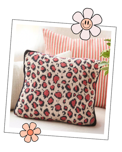 Knitted leopard print cushion, finished size 40cm x 40cm, Stylecraft Special DK