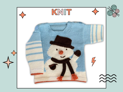 little snowman christmas jumper knitting pattern by jane burns intarsia baby sweater