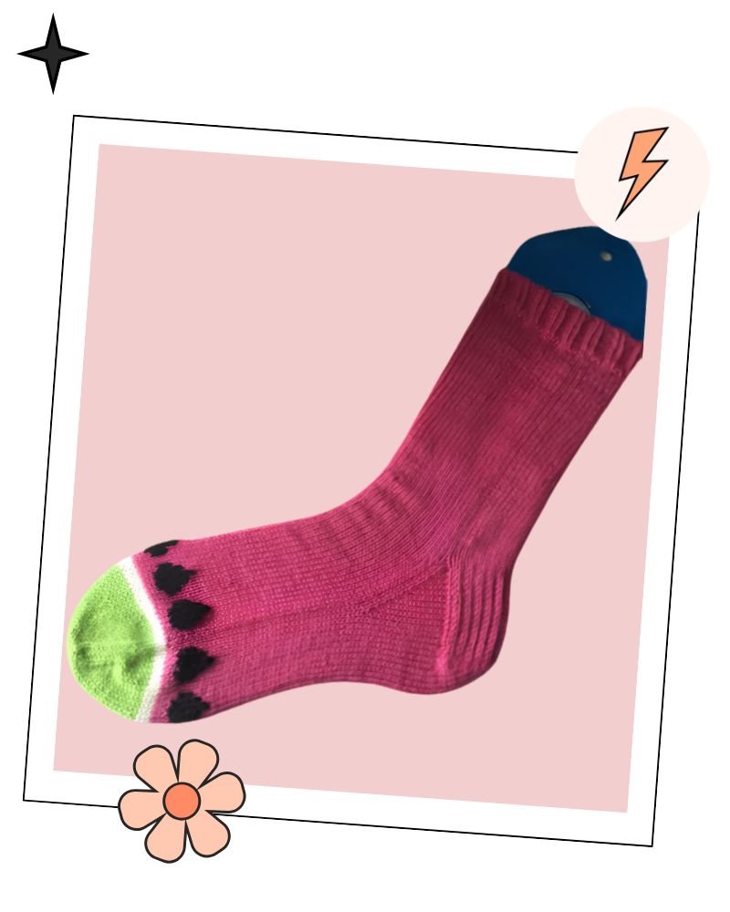 Watermelon Socks, Adult Melon Sock Knitting Pattern PDF download - SocksJane Burns Designs