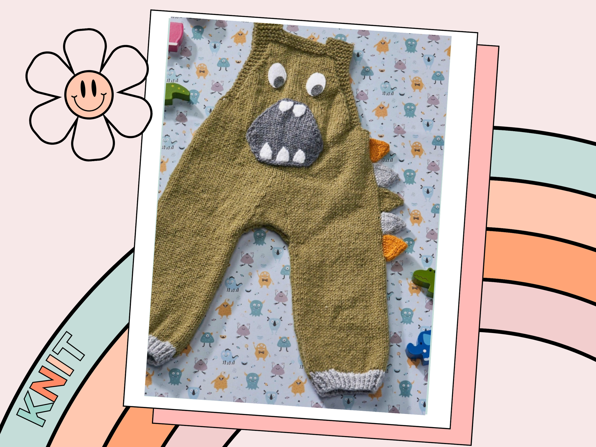 monster dinosaur romper baby knitting pattern jane burns