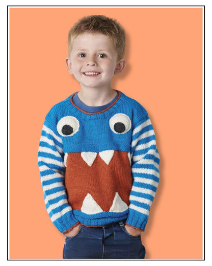 Monstrous — Kids Monster Jumper Knitting Pattern PDF, No Intarsia