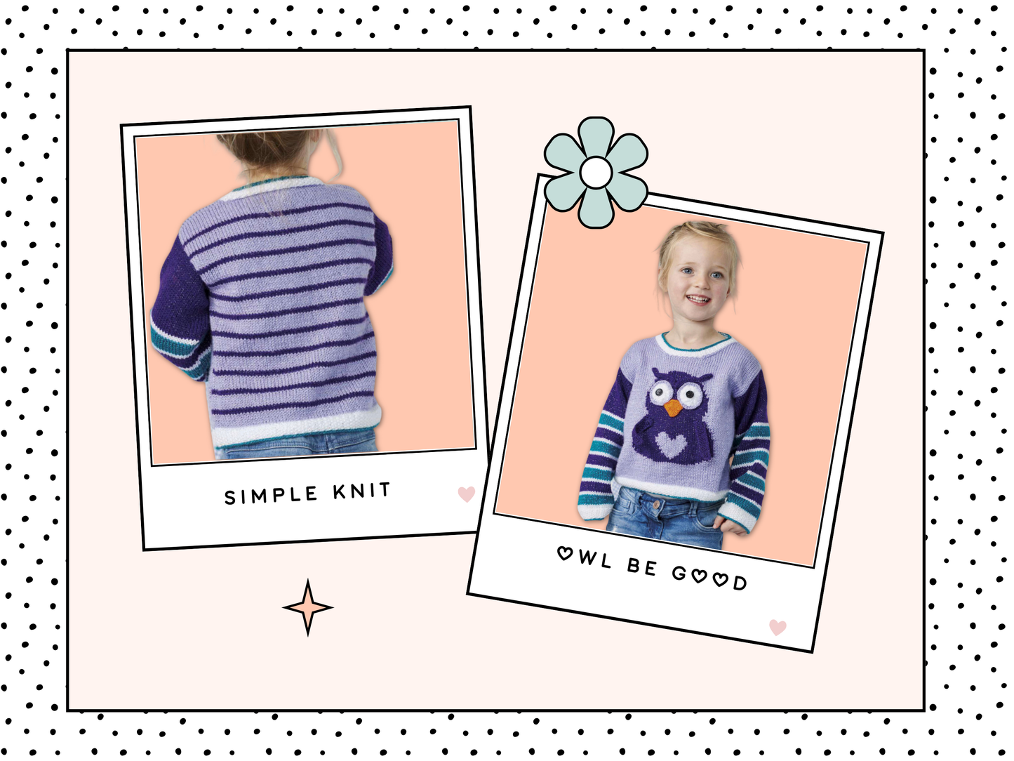 kids jumper pullover knitting pattern for an intarsia owl with large eyes and a love heart tummy, owl be good sweater jane burns