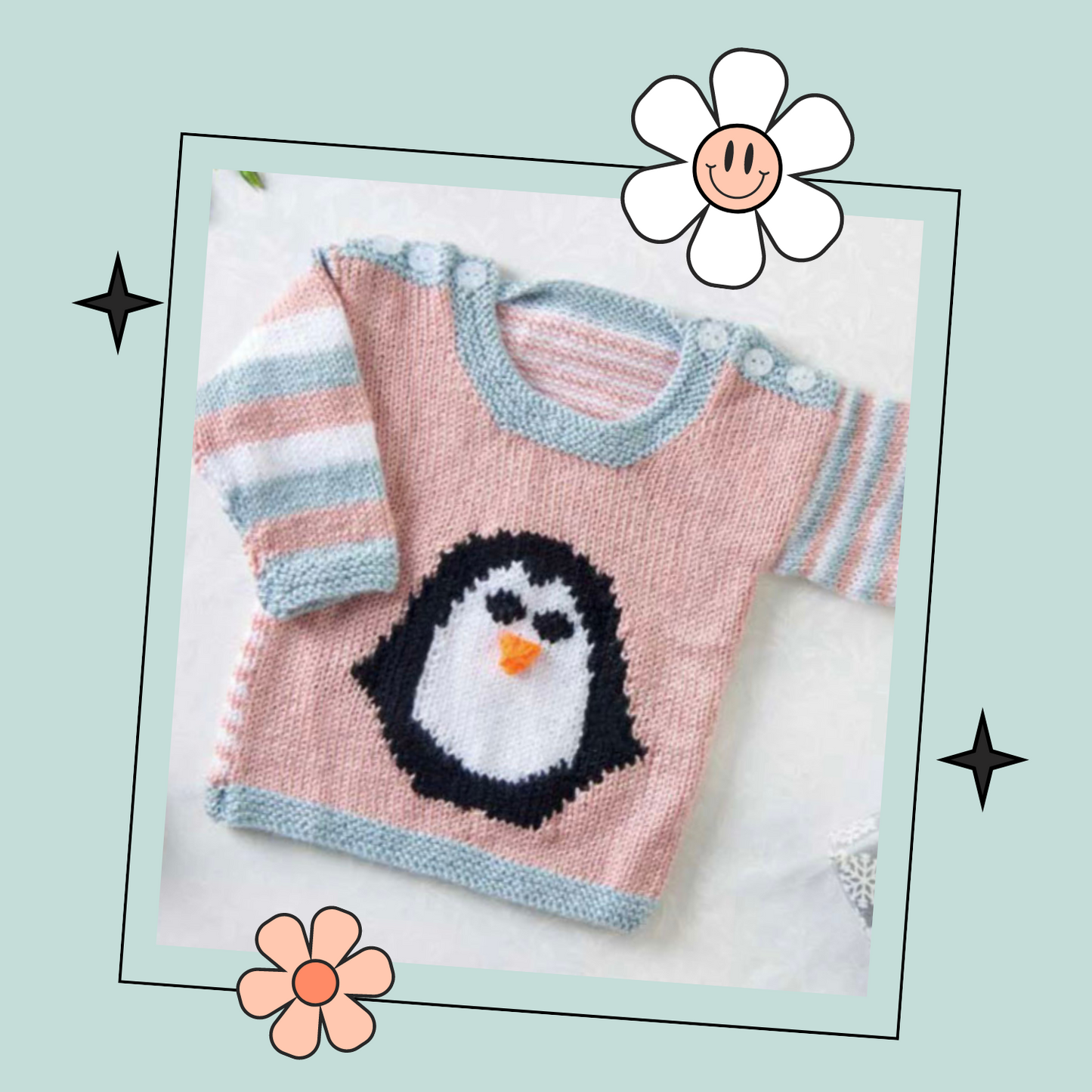 Baby Penguin & Polar Bear, Christmas Jumper - Knitting Pattern