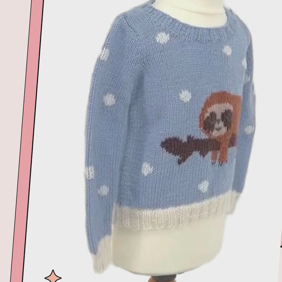 Kids sleepy sloth christmas jumper jane burns kids christmas jumper knitting pattern