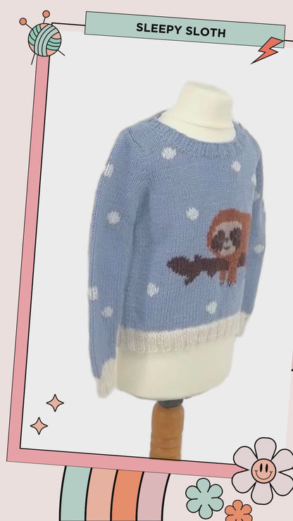 Kids sleepy sloth christmas jumper jane burns kids christmas jumper knitting pattern