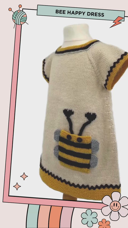 Bee Happy, Childs Bee Seamless Dress - Knitting Pattern