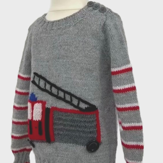 fire engine sweater jumper knitting pattern jane burns video