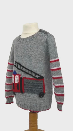 fire engine sweater jumper knitting pattern jane burns video