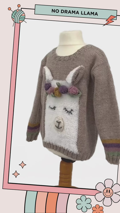 No Drama! Llama Kids Intarsia Sweater - Knitting Pattern