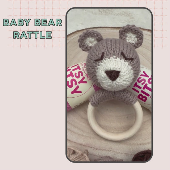 BABY BEAR TEDDY BEAR RATTLE KNITTING PATTERN JANE BURNS
