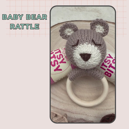 BABY BEAR TEDDY BEAR RATTLE KNITTING PATTERN JANE BURNS