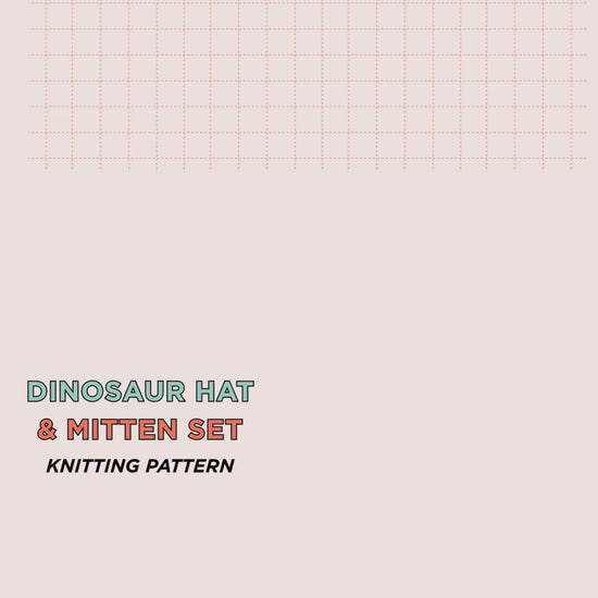 Dinosaur trapper hat and fingerless mittens knitting pattern for children, DK yarn, sizes 1 to 11 years