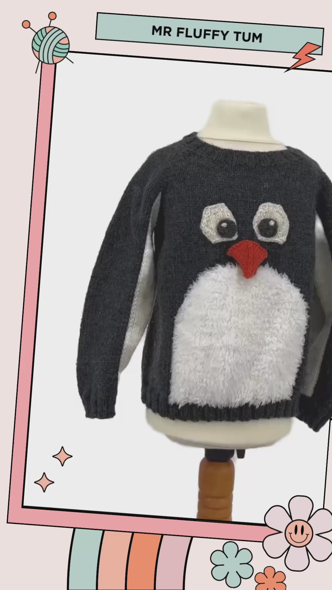 kids christmas jumper, penguin sweater knitting pattern for kids, intarsia jumper penguin motif, jane burns