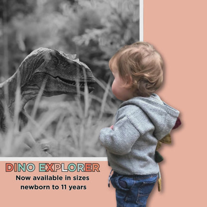 Dinosaur Explorer Hooded Cardigan,  Kids Dino Sweater - Knitting Pattern