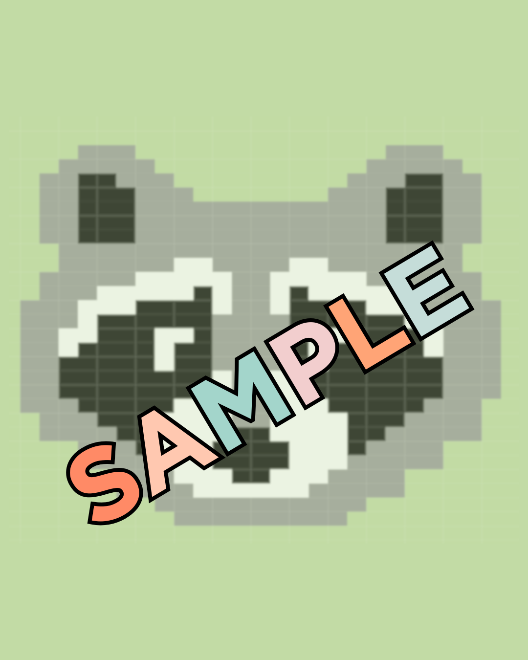 Raccoon knitting chart for a baby jumper, Bandit, 30 stitches by 32 rows