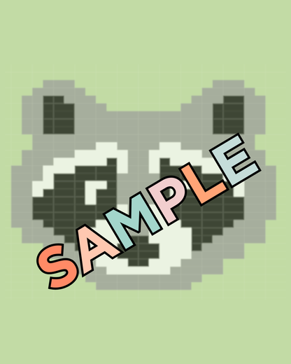 Raccoon knitting chart for a baby jumper, Bandit, 30 stitches by 32 rows