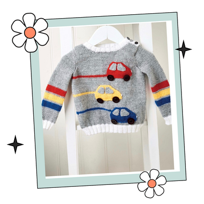 Racing Stripes, Kids Racing Car Jumper - Knitting Pattern