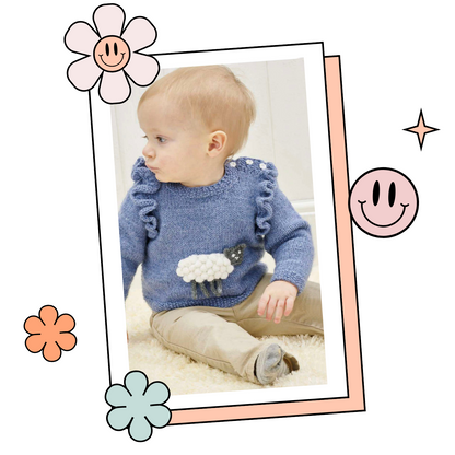 Sheep Frills, Baby Cute Lamb Sweater - Knitting Pattern