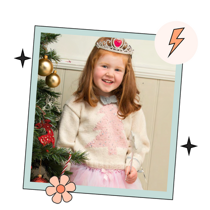 Sparkle Christmas Tree, Kids Intarsia Christmas Sweater - Knitting Pattern