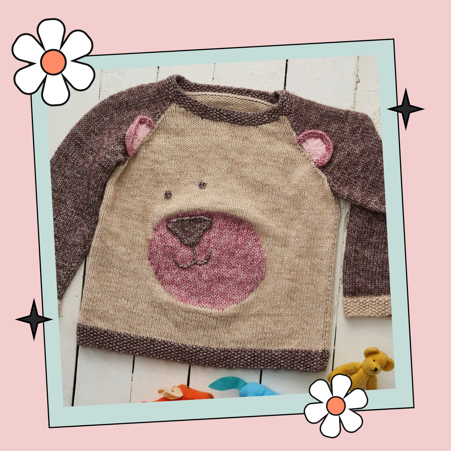 Kids Bear with Me Teddy Bear Jumper - Knitting Pattern