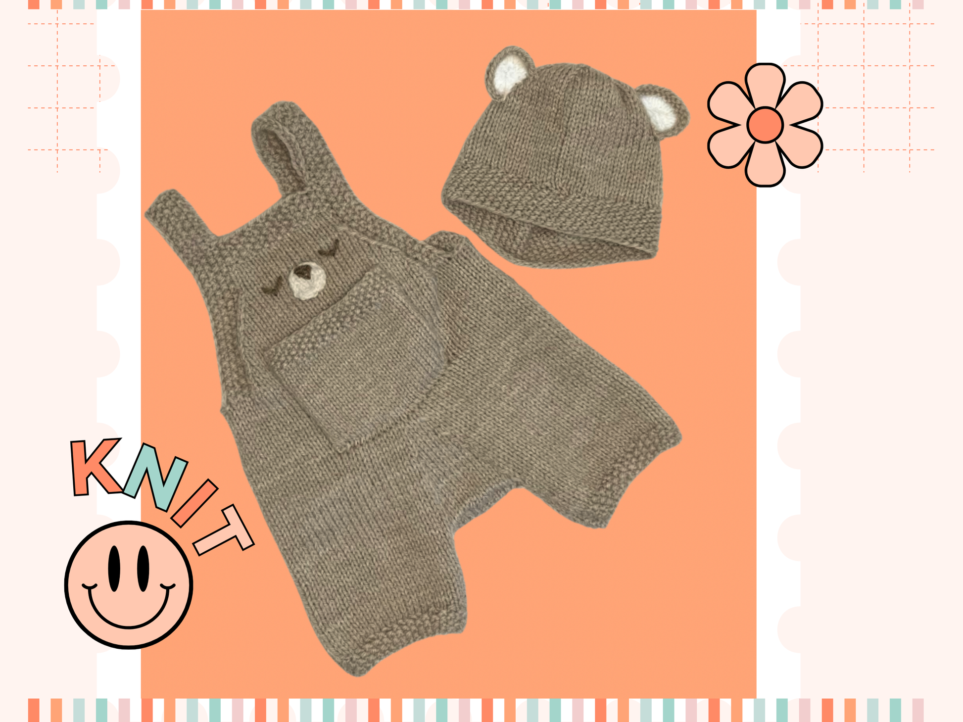 baby bear romper and hat knitting pattern by jane burns
