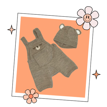 baby bear romper and hat knitting pattern by jane burns