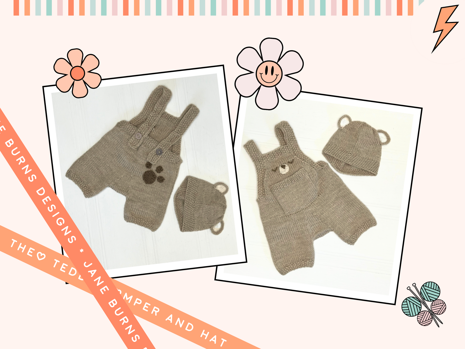 baby bear romper and hat knitting pattern by jane burns