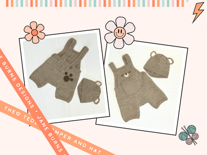 baby bear romper and hat knitting pattern by jane burns