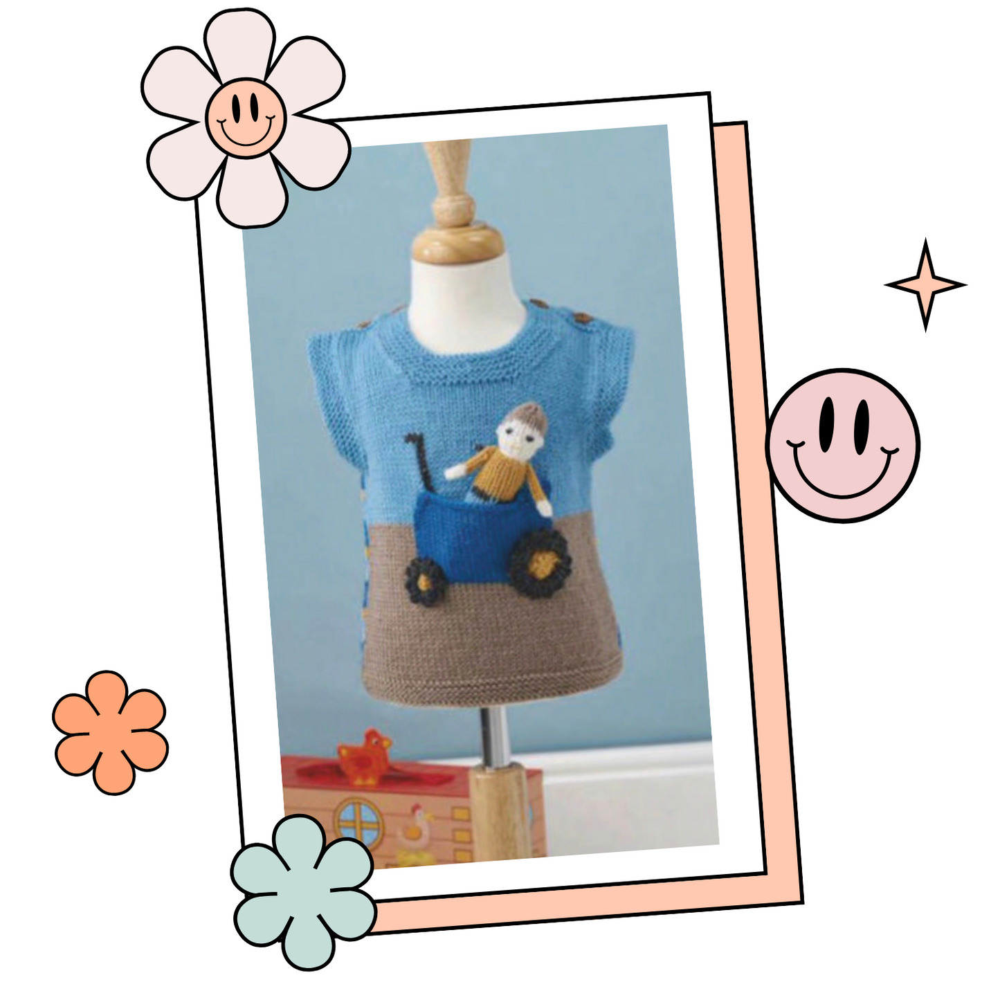 Little Tractor Tank Top, Baby & Toddler Simple Farm Themed Vest - Knitting Pattern