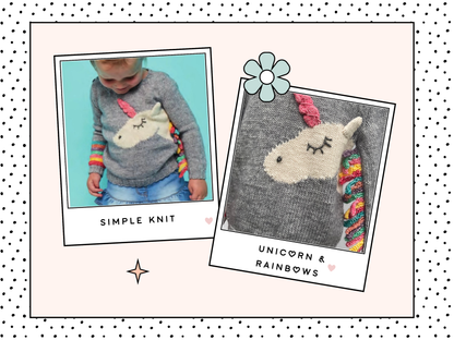 Unicorn & Rainbows KIDS Sweater Pattern, Intarsia Unicorn Jumper - Knitting Pattern