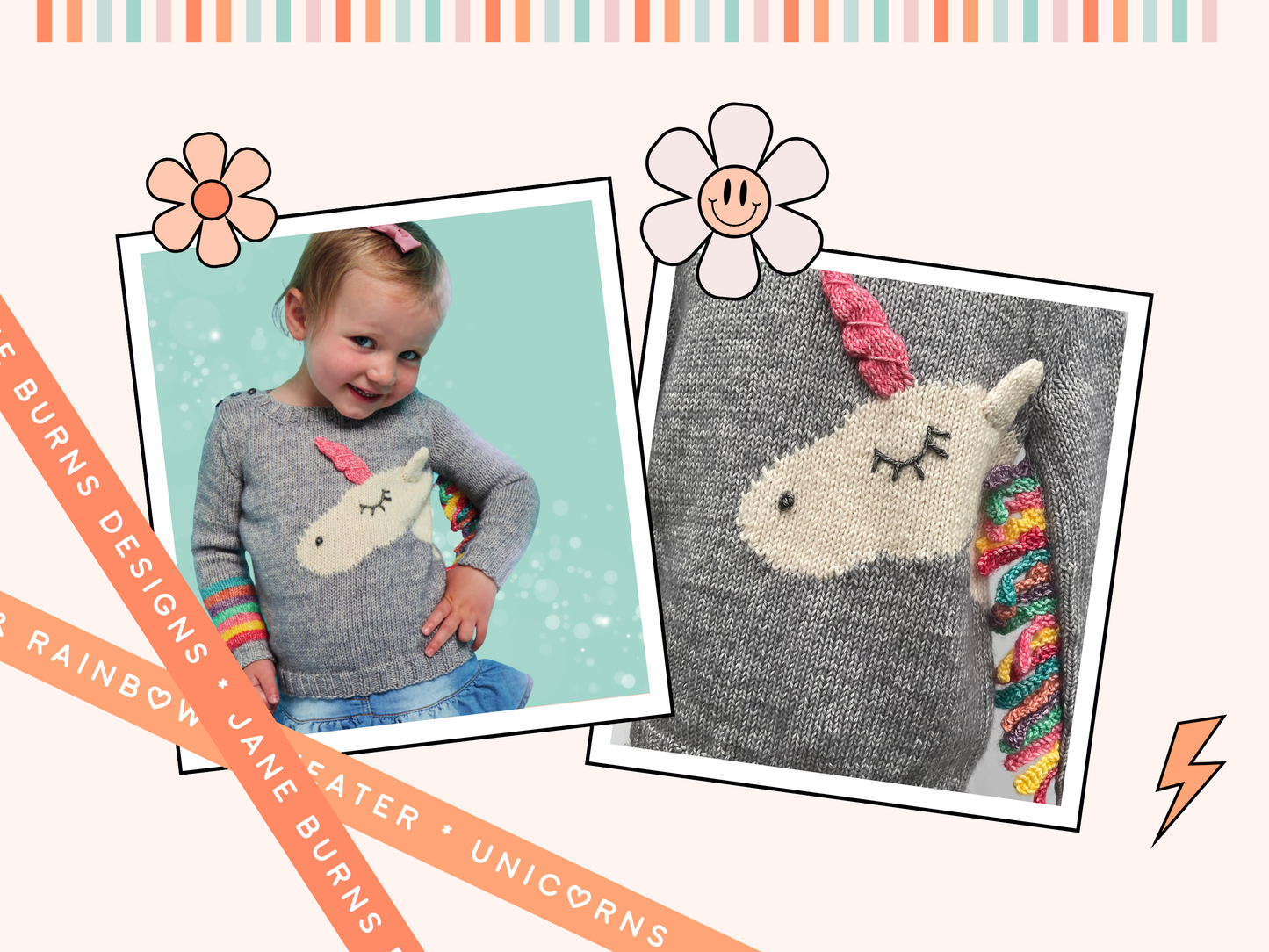 Unicorn & Rainbows KIDS Sweater Pattern, Intarsia Unicorn Jumper - Knitting Pattern